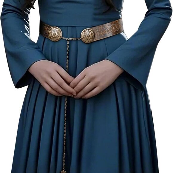 Accessories - Women Renaissance Leather Belt Faux Leather Metal Chain Medieval Costume Accesso